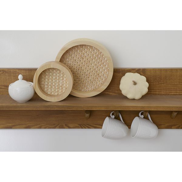 Поднос из дерева и ротанга круглый woodnes, D15 см, светлое дерево