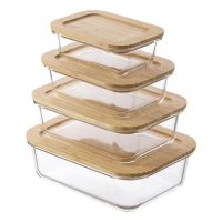 Набор контейнеров для запекания и хранения eco store с крышками из бамбука, 4 шт