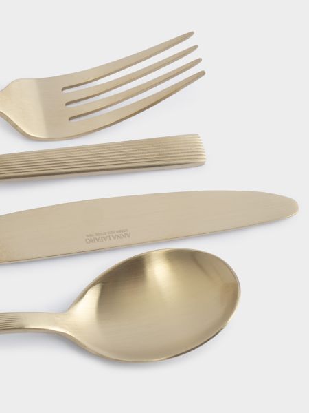 Столовые приборы на 6 персон, 24 предмета, сталь, золотистые, Beijing Anna Lafarg