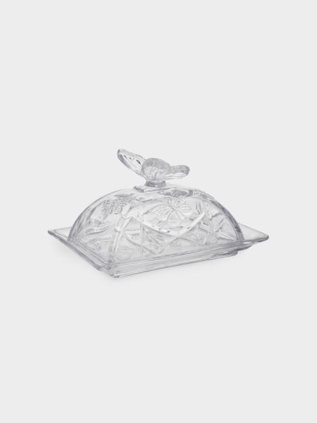 Масленка 17х12 см, стекло, прямоугольная, Бабочка, Butterfly