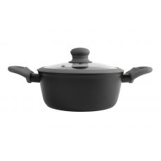 Кастрюля 20 см, 2,3 л, с крышкой, с покрытием, алюминий, серо-черная, Robust ANNA LAFARG