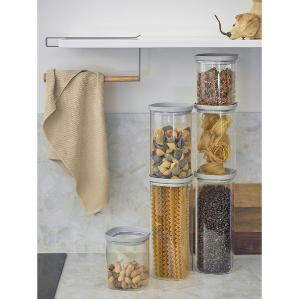 Банка для хранения стеклянная с крышкой 1 л, светло-серая Smart Solutions