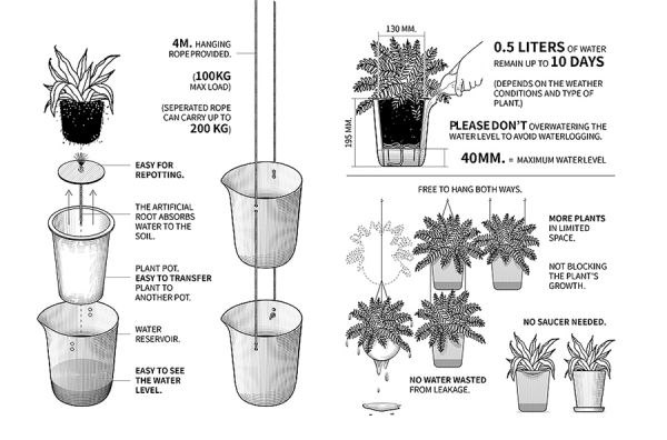 Горшок для полива растений oasis round pot s