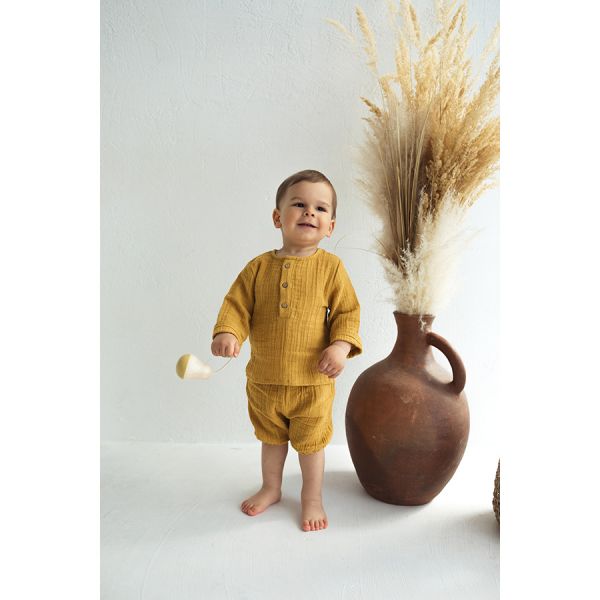 Шорты из хлопкового муслина горчичного цвета из коллекции essential 3-4y