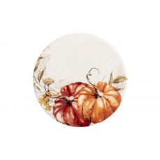 Подставка под кружку 11 см, круглая, керамика/пробка, белая, Тыквы, Light pumpkin ANNA LAFARG