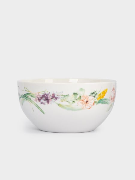 Салатник 14x8 см, 620 мл, 2 шт, фарфор, белый, Акварельные цветы, Bouquet
