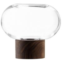 Ваза oblate, 13,5 см, прозрачная/орех LSA International