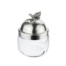 Банка для сыпучих продуктов 500 мл «Бабочки» с латунной посеребренной крышкой с чернением