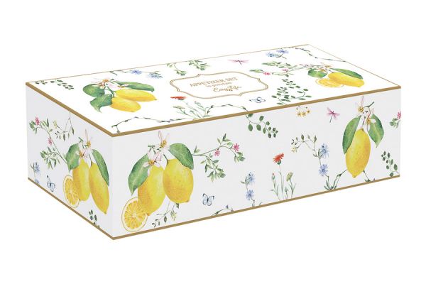 Набор для закусок, 3 предмета, на подставке, фарфор/бамбук, желтый, Лимон, Fleurs et Citrons Easy Life