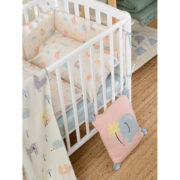 Простыня на резинке детская из сатина голубого цвета из коллекции essential 60х120х20 см