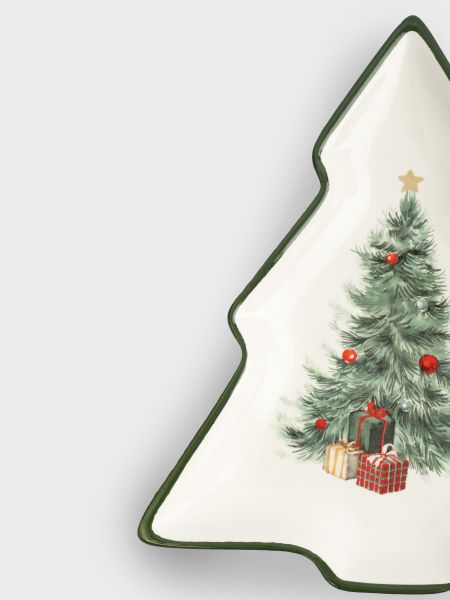 Блюдо 23х20 см, керамика, зеленое, Елка с подарками, Festival Anna Lafarg