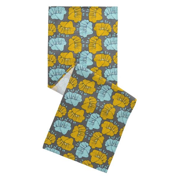 Дорожка на стол из хлопка серого цвета с принтом Цветы из коллекции prairie, 45х150 см Tkano