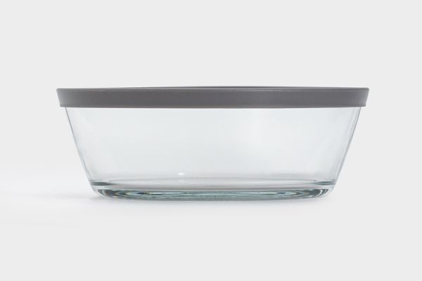 Контейнер 950 мл, стекло/пластик, круглый, серый, Basis ANNA LAFARG