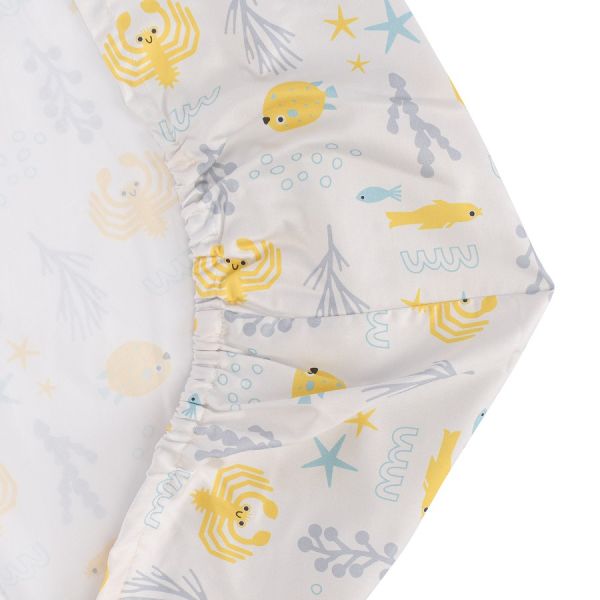 Простыня овальная на резинке из сатина с принтом oceania world из коллекции tiny world 75х125х20 см