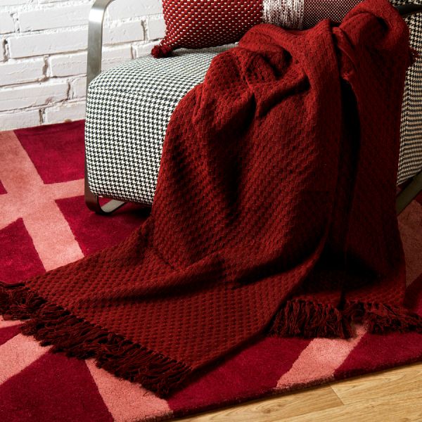 Покрывало вафельное бордового цвета из коллекции essential, 180х250 см Tkano