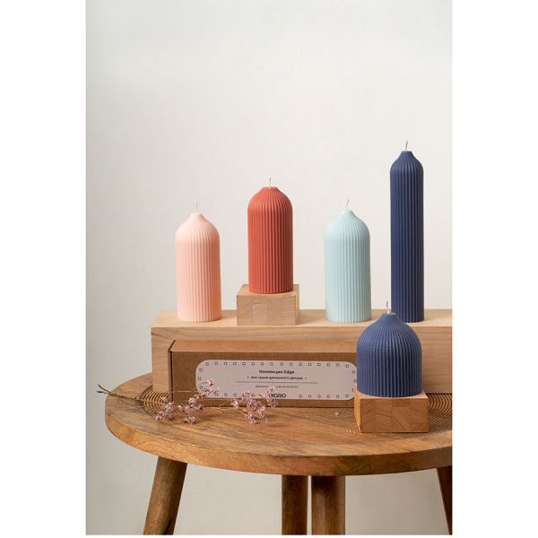 Свеча декоративная бежево-розового цвета из коллекции edge 25,5 см
