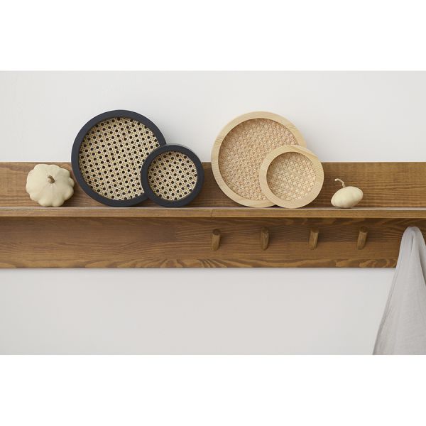 Поднос из дерева и ротанга круглый woodnes, D15 см, светлое дерево