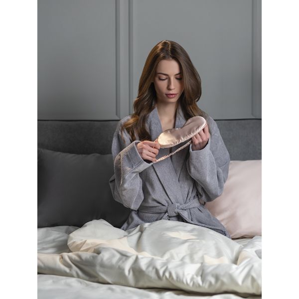 Халат махровый из чесаного хлопка серого цвета из коллекции essential, размер l Tkano