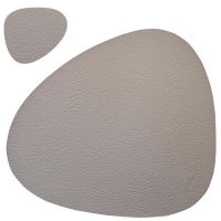 Подстановочная салфетка фигурная из натуральной кожи, теплый серый 37x44 см + подстаканник VERO