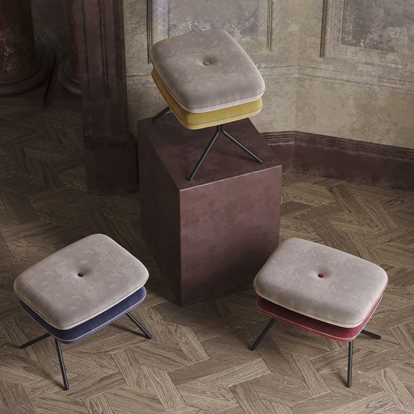 Пуф pea, велюр, бежевый/бордовый Bergenson Bjorn