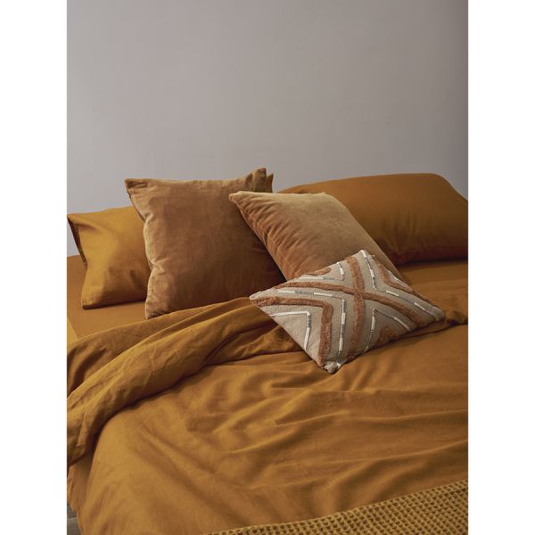 Комплект постельного белья изо льна и хлопка цвета карри из коллекции essential, 150х200 см Tkano