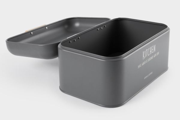 Хлебница 30х17х18 см, металл/дерево, прямоугольная, графитовая, Local ANNA LAFARG