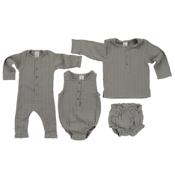 Шорты для новорожденных из хлопкового муслина серого цвета из коллекции essential 3-6m