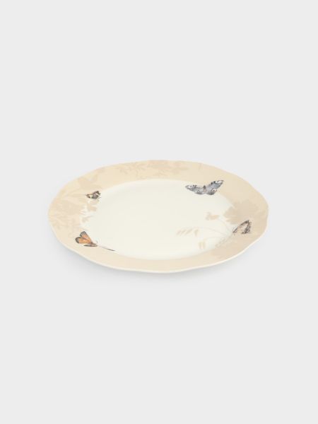 Тарелка закусочная 24 см, 2 шт, фарфор, бежевая, Бабочки, Butterfly garden