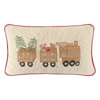 Подушка вязаная с новогодним рисунком Пряничный экспресс из коллекции new year essential, 30х50 см Tkano