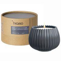 Свеча ароматическая nutmeg, leather & vanilla из коллекции edge, серый, 30 ч Tkano