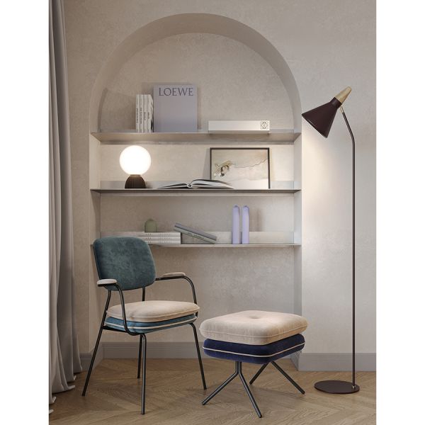 Пуф pea, велюр, бежевый/темно-синий Bergenson Bjorn