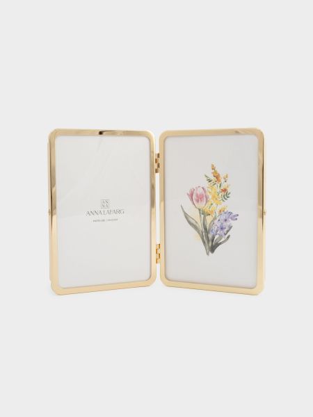 Фоторамка 22х16 см, для двух фотографий, металл/стекло, золотистая, Museum
