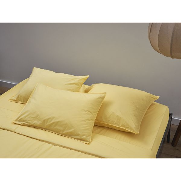 Комплект постельного белья из стираного перкаля светло-желтого цвета из коллекции essential, 150х200 см Tkano