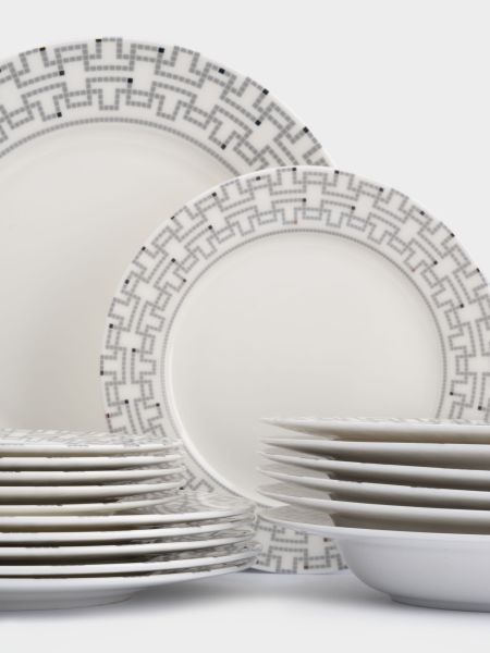 Сервиз обеденный на 6 персон, 18 предметов, фарфор, белый, Орнамент, Greco