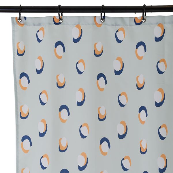 Штора для ванной мятного цвета с принтом sun spots  из коллекции wild, 180х200 см Tkano