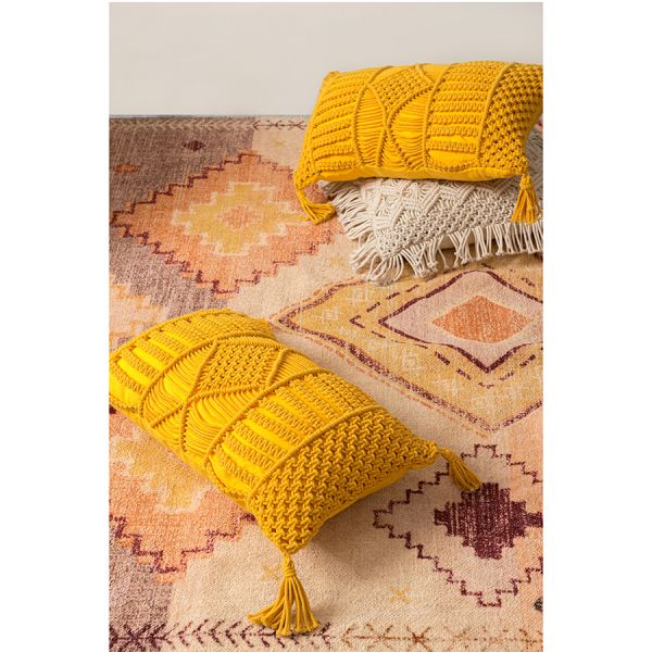 Чехол на подушку макраме горчичного цвета из коллекции ethnic 35х60 см