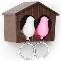 Держатель+брелок для ключей двойной Sparrow коричневый-белый-розовый 