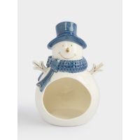 Конфетница 22х15 см, фарфор, бело-голубая, Снеговик, Snowfall Anna Lafarg
