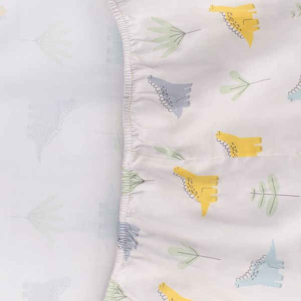 Простыня на резинке из сатина с принтом dinosauria world из коллекции tiny world 70х140х20 см