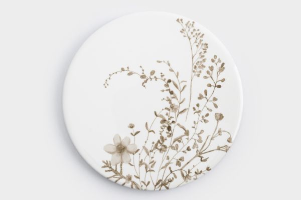 Подставка под кружку 11 см, круглая, керамика/пробка, белая, Осенние цветы, Florance ANNA LAFARG