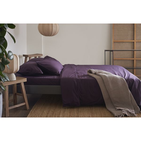 Комплект постельного белья из стираного перкаля сливового цвета из коллекции essential, 150х200 см Tkano