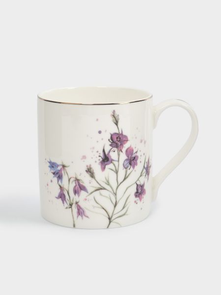 Кружка 380 мл, фарфор, белая, с золотистым кантом, Колокольчики, Giardino