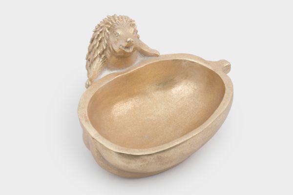 Конфетница 19х17 см, полирезин, золотистая, Еж с тыквой, Light pumpkin ANNA LAFARG
