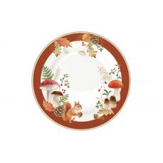 Тарелка закусочная 19 см, фарфор, белая, Белка и грибы, Autumn Breeze Easy Life