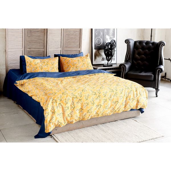 Комплект постельного белья из сатина с принтом 'Сибирский цветок' из коллекции russian north, 150х200 см Tkano