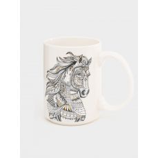 Кружка 500 мл, фарфор, белая, Лошадь, Wild ANNA LAFARG