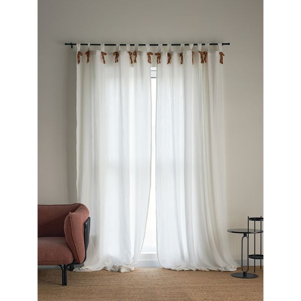 Штора из муслина с декором цвета карри из коллекции essential, 150х290 см Tkano