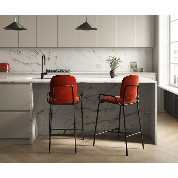 Стул полубарный ror, 2 frame, велюр, черный/темно-красный Latitude