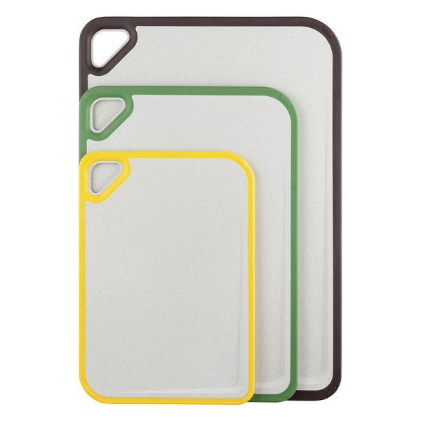 Доска разделочная из пшеничного волокна homi, 29х20 см, светло-серая с желтым кантом