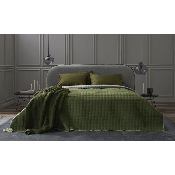 Простыня из премиального сатина оливкового цвета из коллекции essential, 240х270 см Tkano